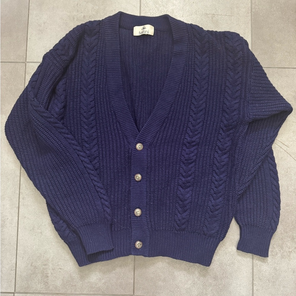 Vintage Fellini Navy Blue Cardigan Sweater